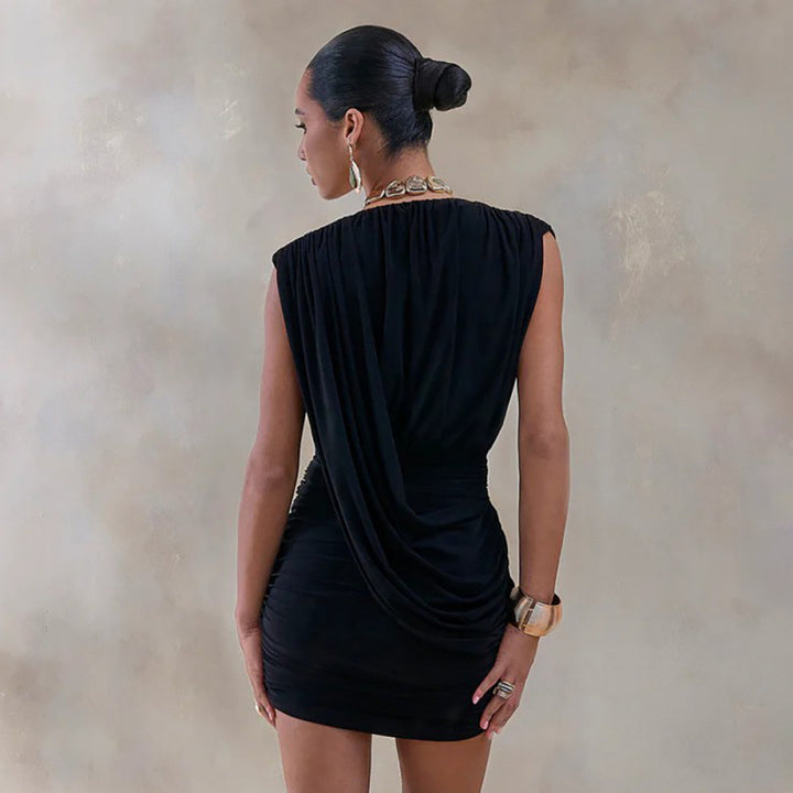 Damen Wickelkleid mit figurbetontem Schnitt und gerafften Details Drune
