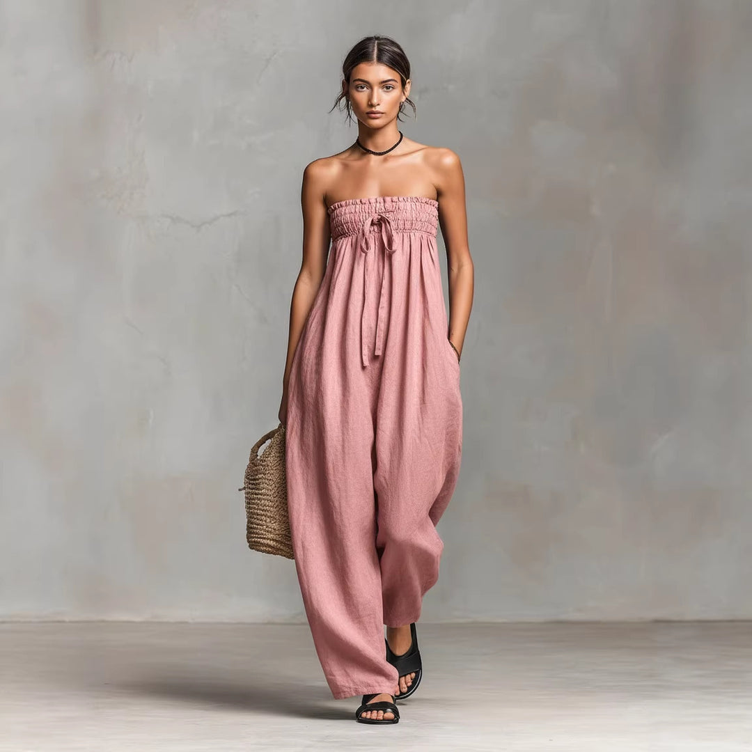 Damen Lässiges Jumpsuit mit elastischem Oberteil und weitem Bein Drune