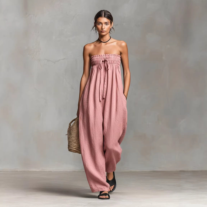 Damen Lässiges Jumpsuit mit elastischem Oberteil und weitem Bein Drune
