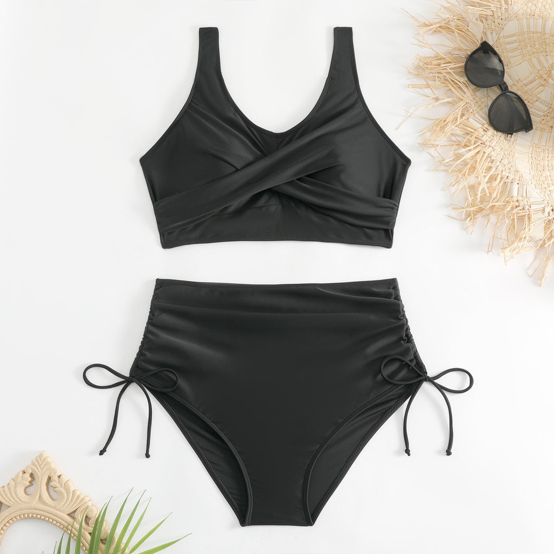Damen Bikini-Set mit schickem Wickeloberteil und hoch taillierten Höschen Drune
