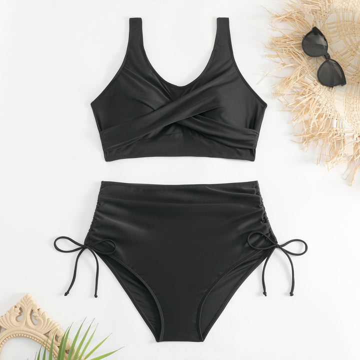 Damen Bikini-Set mit schickem Wickeloberteil und hoch taillierten Höschen Drune