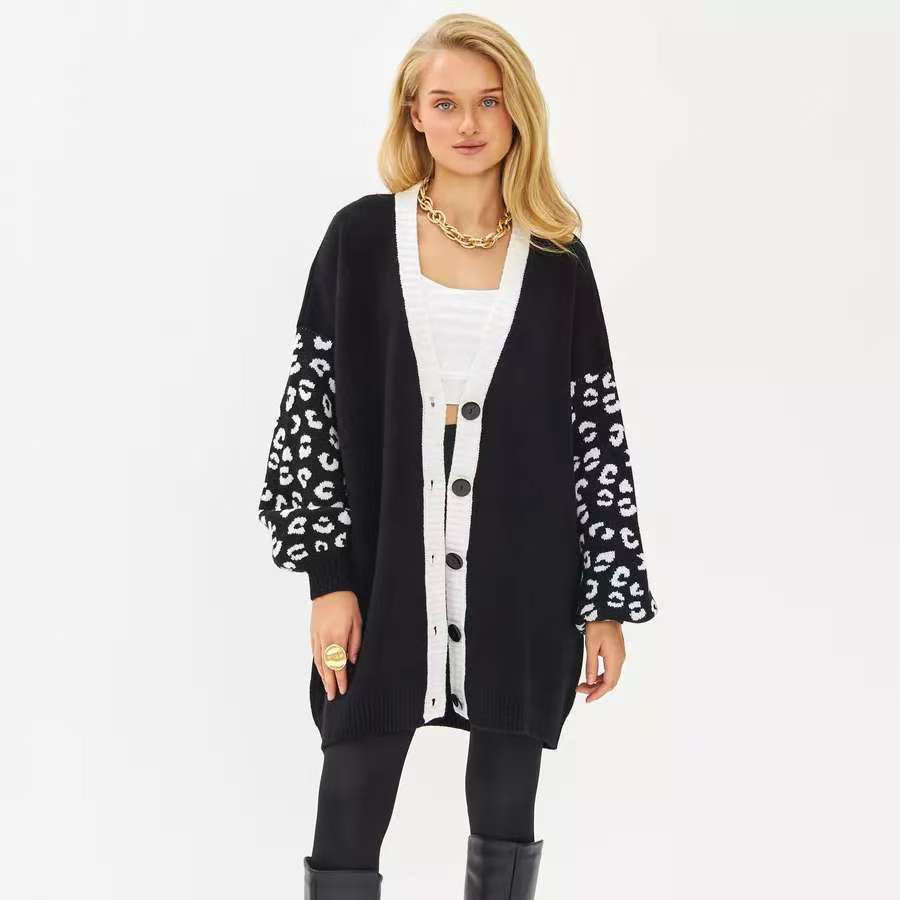 Damen Strickjacke mit Leopardenmuster und femininen Details Drune