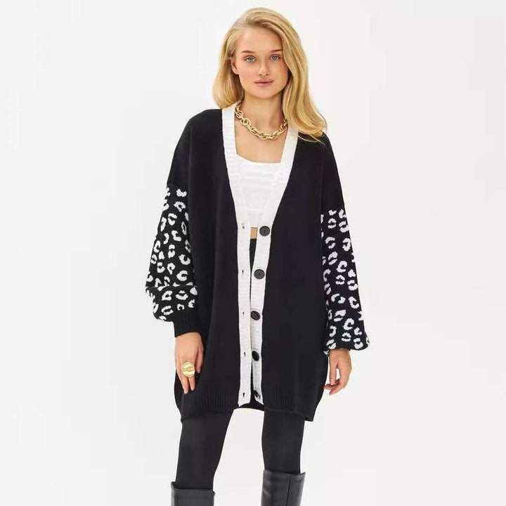 Damen Strickjacke mit Leopardenmuster und femininen Details Drune