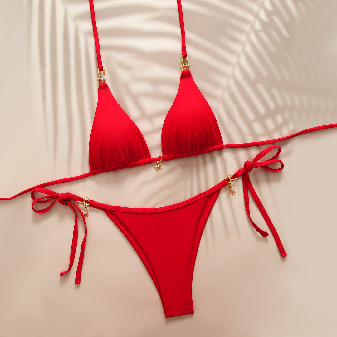 Damen Triangel-Bikini mit elegantem Knoten-Detail und modischen Akzenten Drune