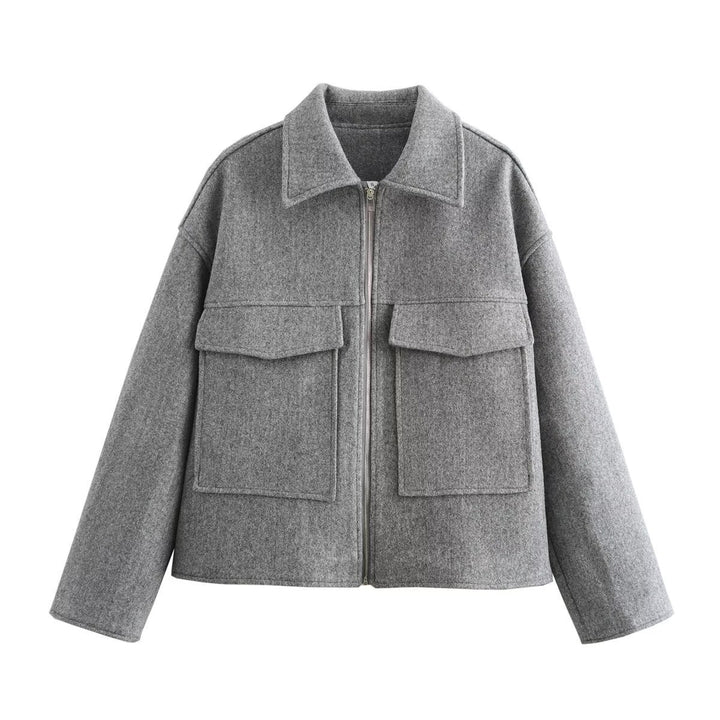 Damen lässige Übergangsjacke mit aufgesetzten Taschen Drune