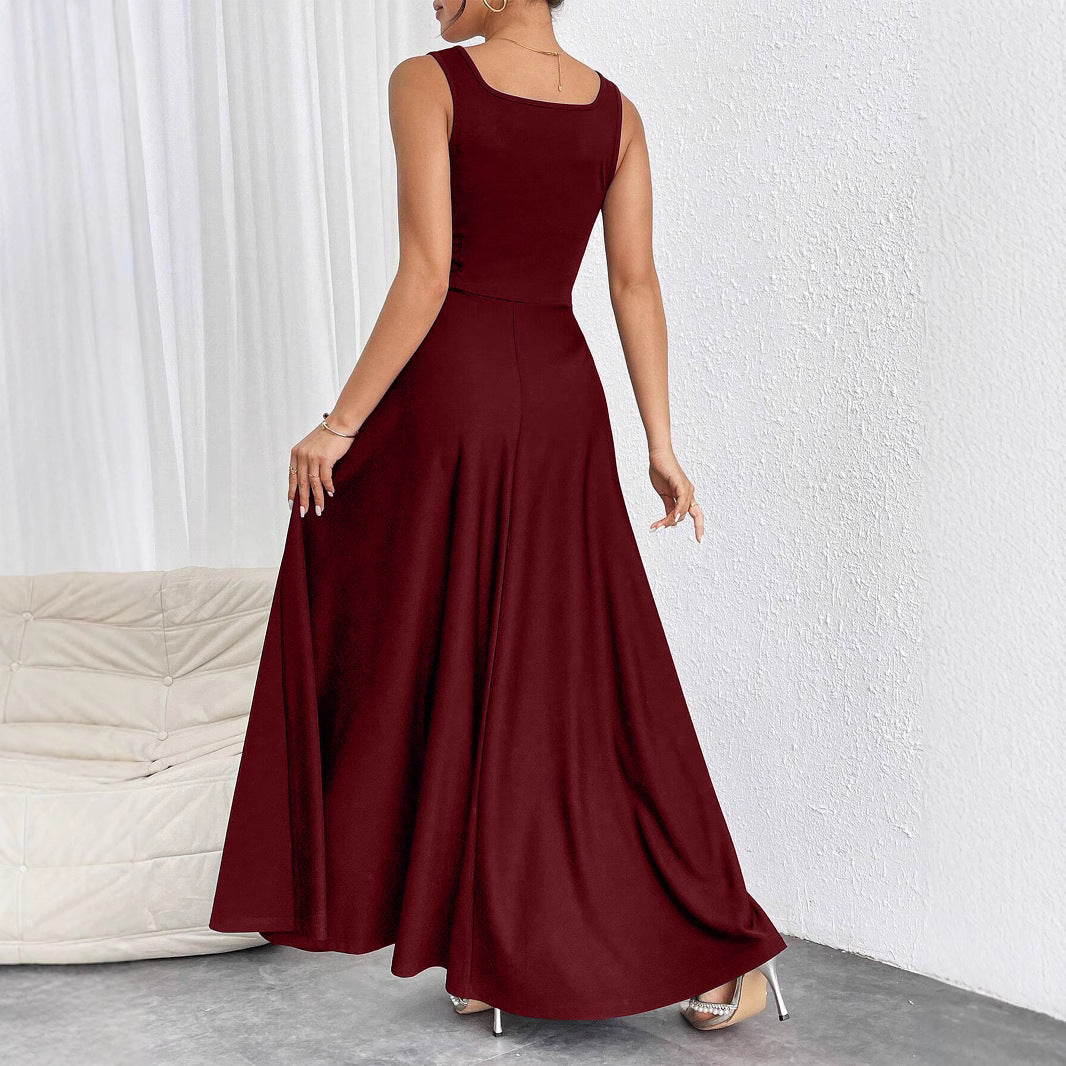 Damen Maxikleid mit weichem Schnitt und quadratischem Ausschnitt Drune