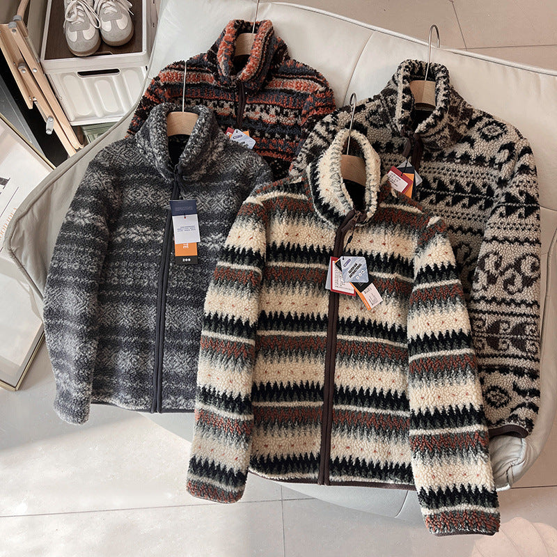 Damen Fleecejacke mit hohem Kragen und modischem Muster Drune