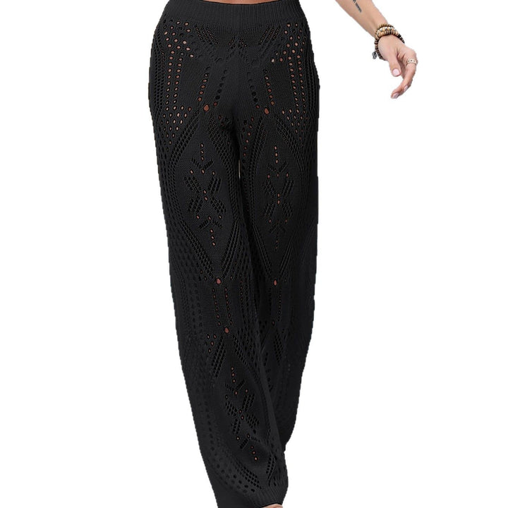 Damen luftige Strickhose mit dekorativem Lochmuster Drune