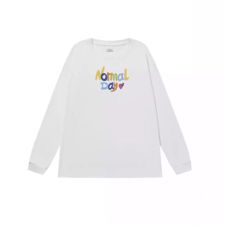 Damen lässiges Langarmshirt mit buntem Schriftzug Drune