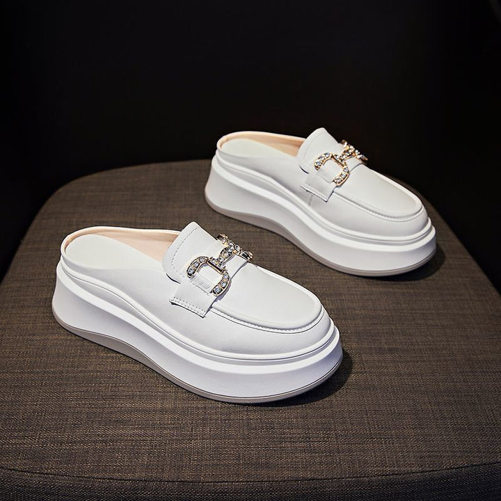 Damen elegante Plateau-Mules mit glänzenden Dekorelementen Drune