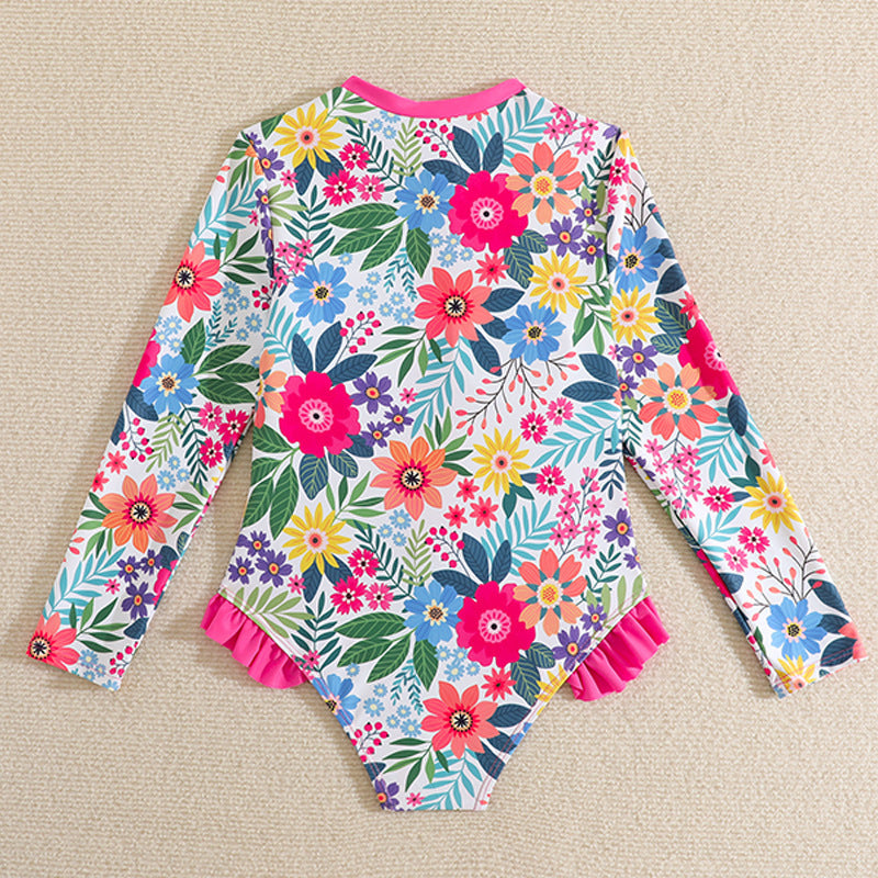 Damen Sonnenbadeanzug mit floralem Druck und Rüschendetails Drune
