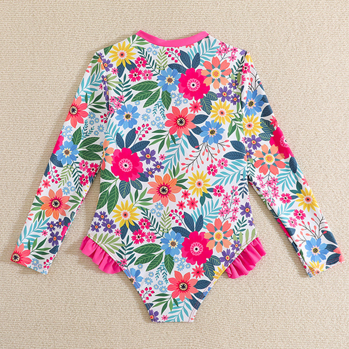 Damen Sonnenbadeanzug mit floralem Druck und Rüschendetails Drune