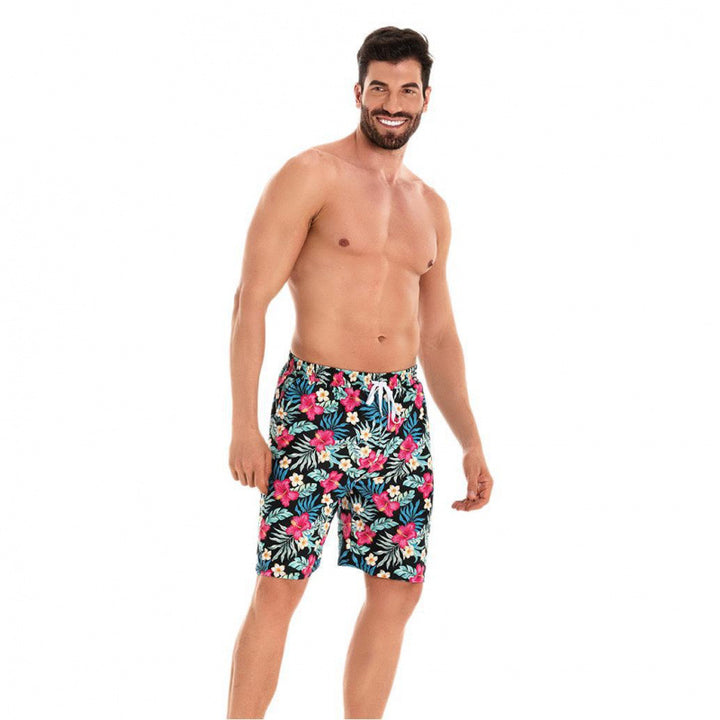 Herren Badeshorts mit floralem Muster und elastischem Bund Drune