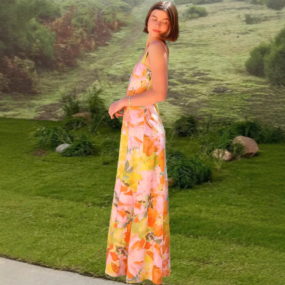 Damen Maxikleid mit floralen Mustern Drune