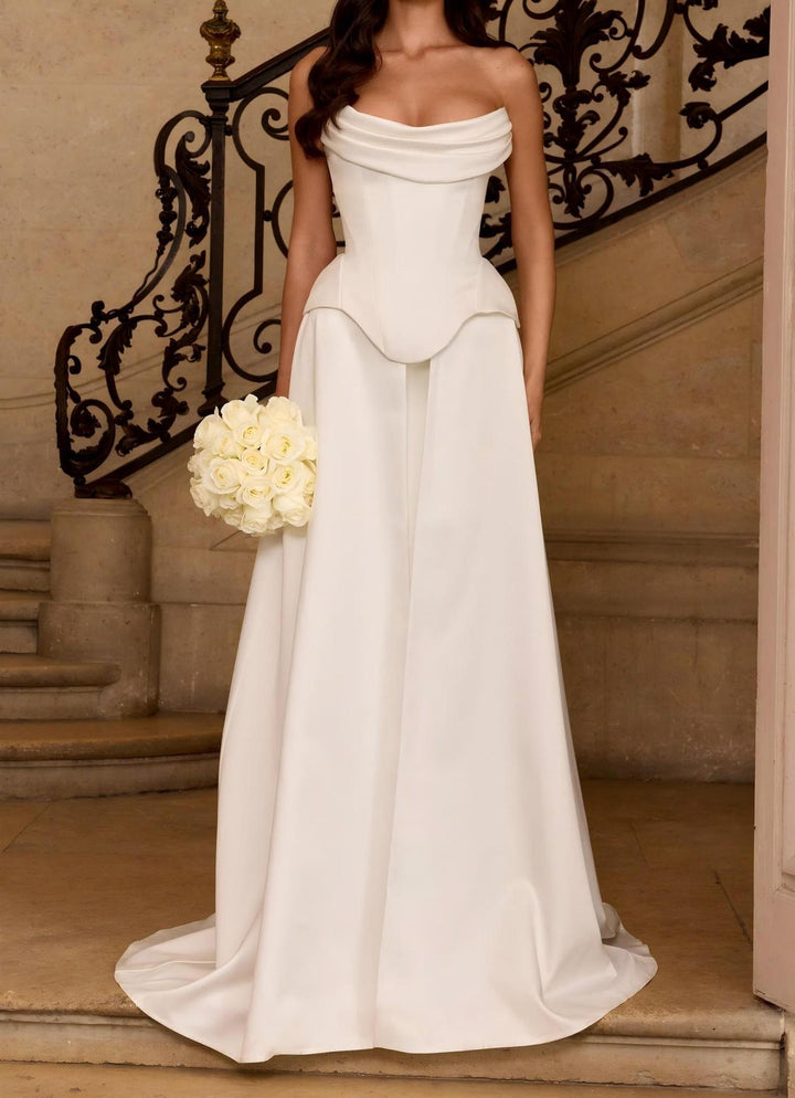 Damen Hochwertiges Brautkleid mit eleganter Drapierung und herzförmigem Ausschnitt Drune