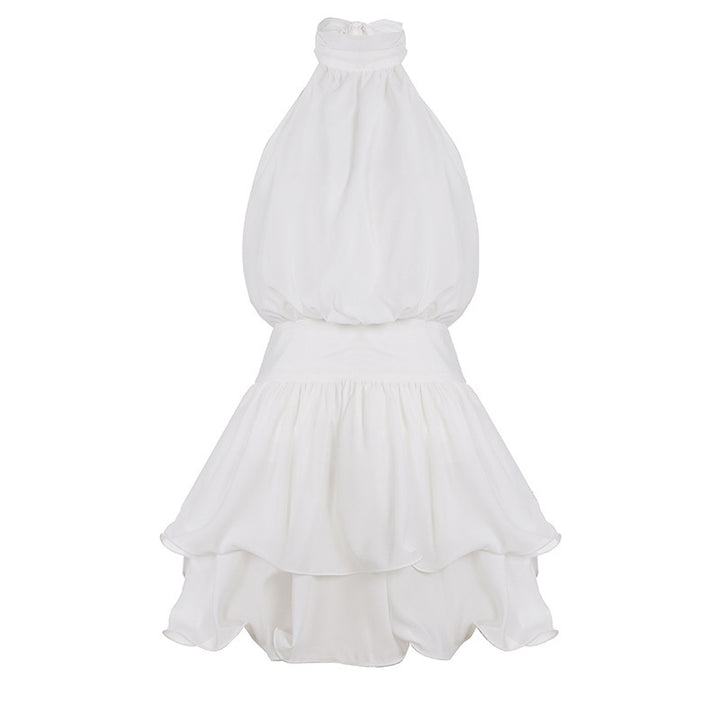 Damen Elegantes Maxikleid mit schwingendem Rüschensaum und tiefem V-Ausschnitt Drune