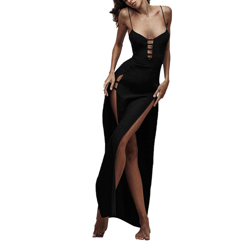 Damen Maxi-Kleid mit ausgefallenem Cut-Out-Design und seitlichen Schlitzen Drune