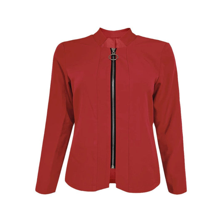 Damen Moderne Blazerjacke mit Asymmetrischem Reißverschluss und Figurbetontem Schnitt Drune