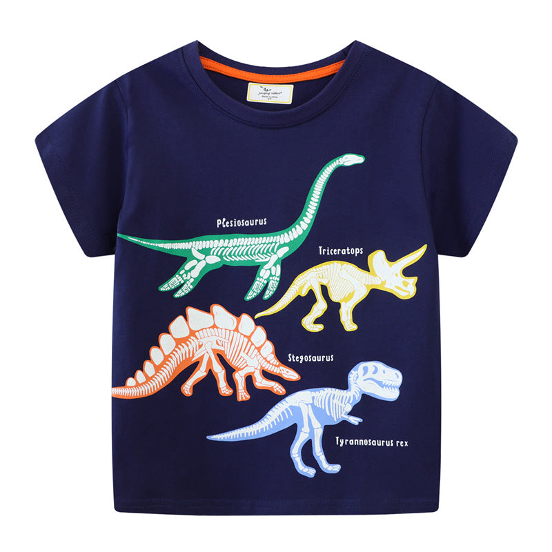 Jungen T-Shirt mit Dinosaurier-Skelett-Motiv Drune