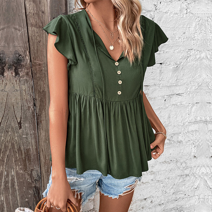 Damen Bluse mit Rüschendetails und Knopfverschluss Drune