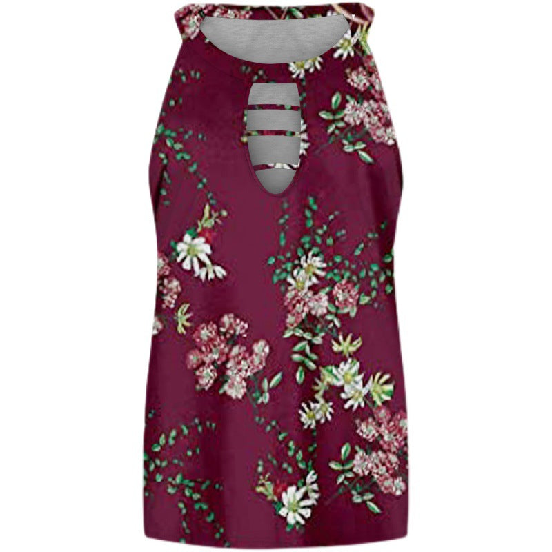 Damen ärmelloses Halboberteil mit detailliertem Mandala-Muster und modischem Cut-Out Drune