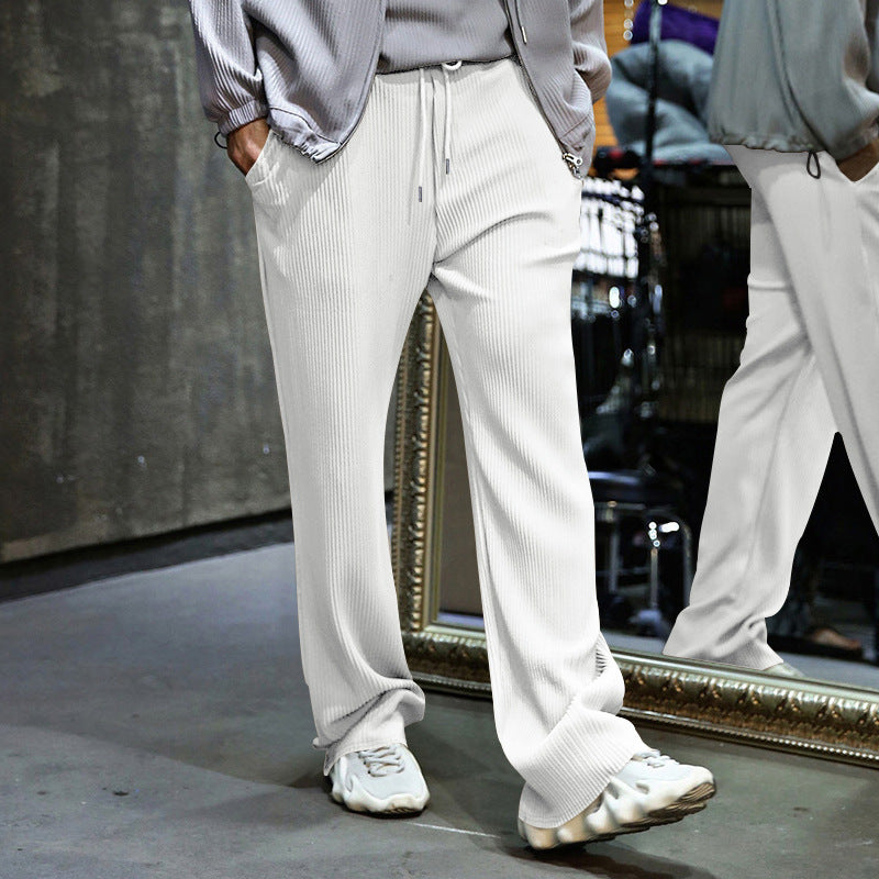 Herren nan locker geschnittene Plissee-Hose mit Tunnelzug und weitem Bein Drune