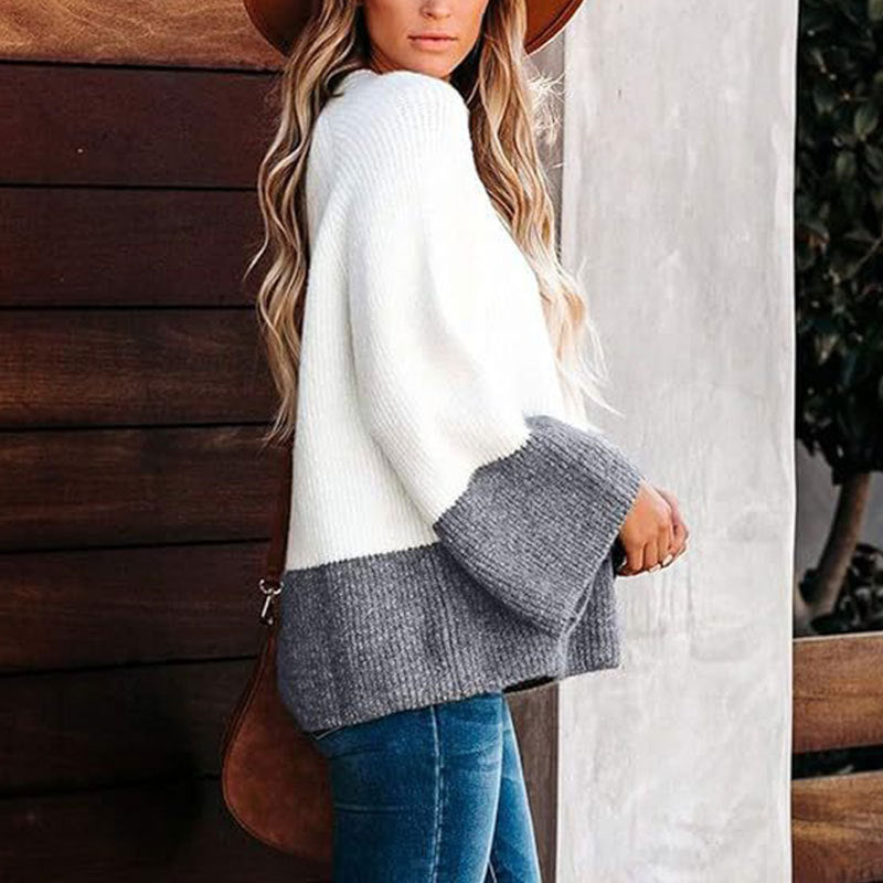 Damen lässiger Pullover mit modernem Farbblock-Design Drune