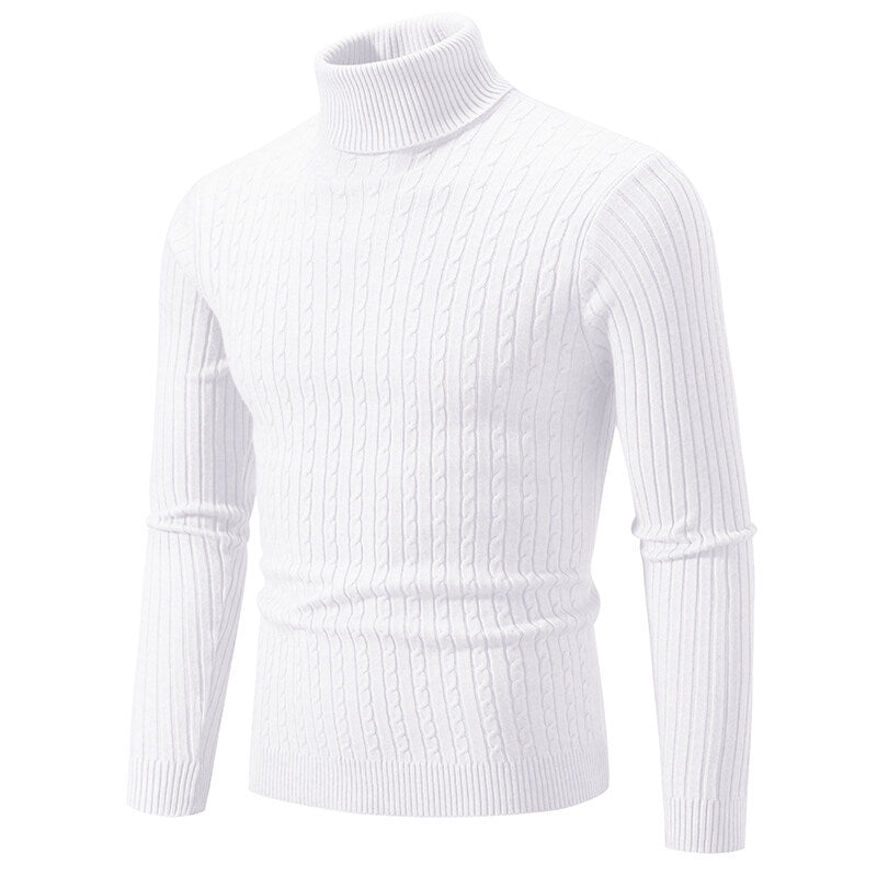 Herren nan Rollkragenpullover mit Zopfstrick und schlanker Passform Drune