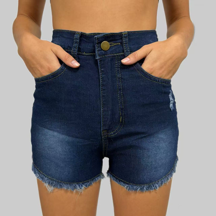 Damen Hochgeschnittene Denim-Shorts im angesagten Fransen-Look Drune