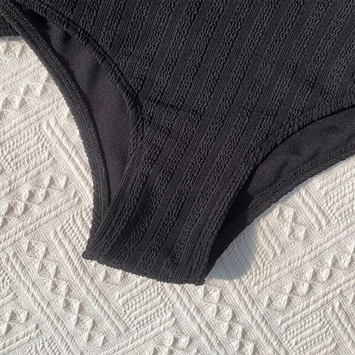Damen zwei-teiliges Bikini-Set mit hoch tailliertem Unterteil und sportlichem Rücken Drune