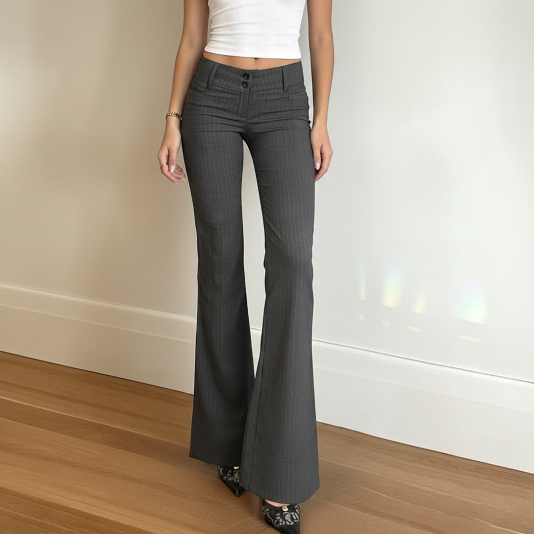 Damen Flared Jeans mit modischem Streifenmuster und hohem Bund Drune