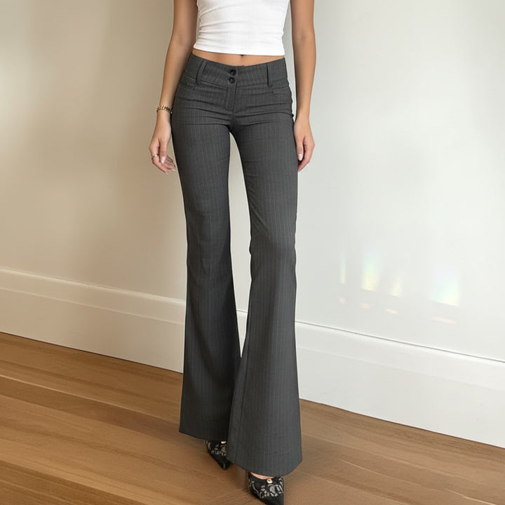 Damen Flared Jeans mit modischem Streifenmuster und hohem Bund Drune