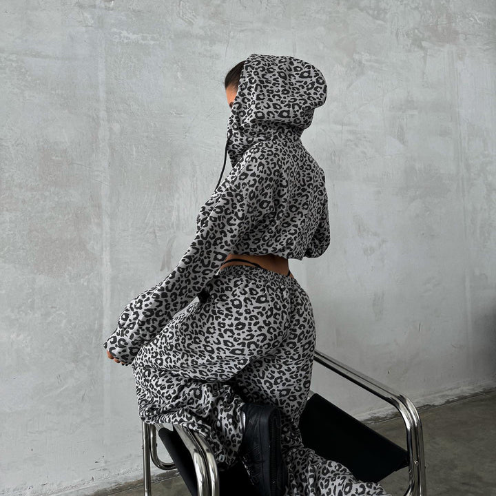 Damen Baumwoll-Loungewear-Set mit Leoparden-Design Drune