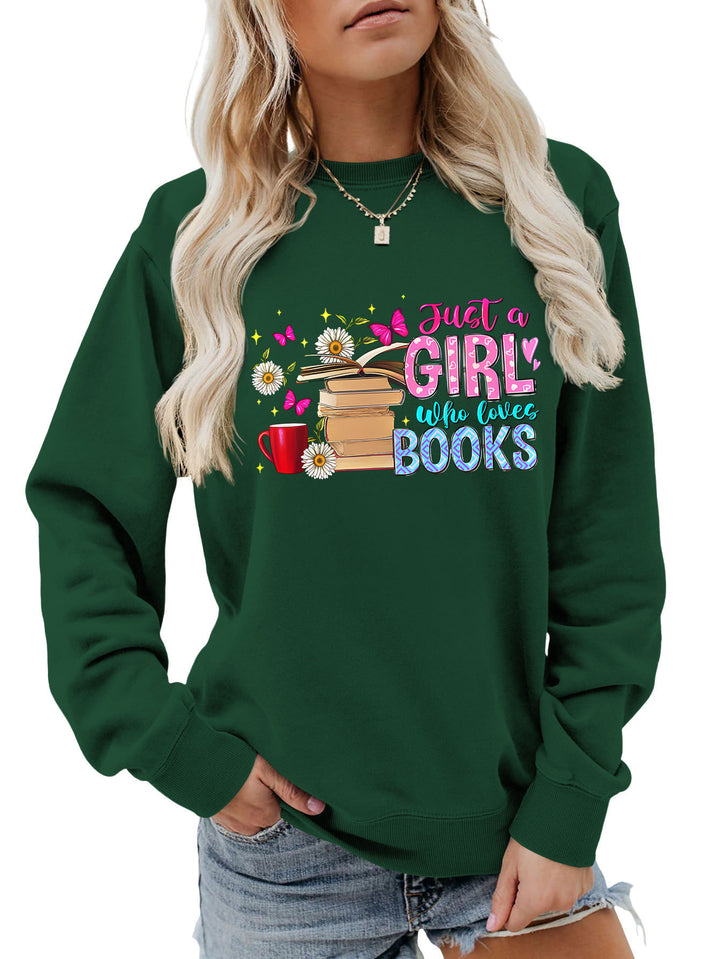 Damen Sweatshirt mit auffälligem Buchmotiv und lässiger Passform Drune