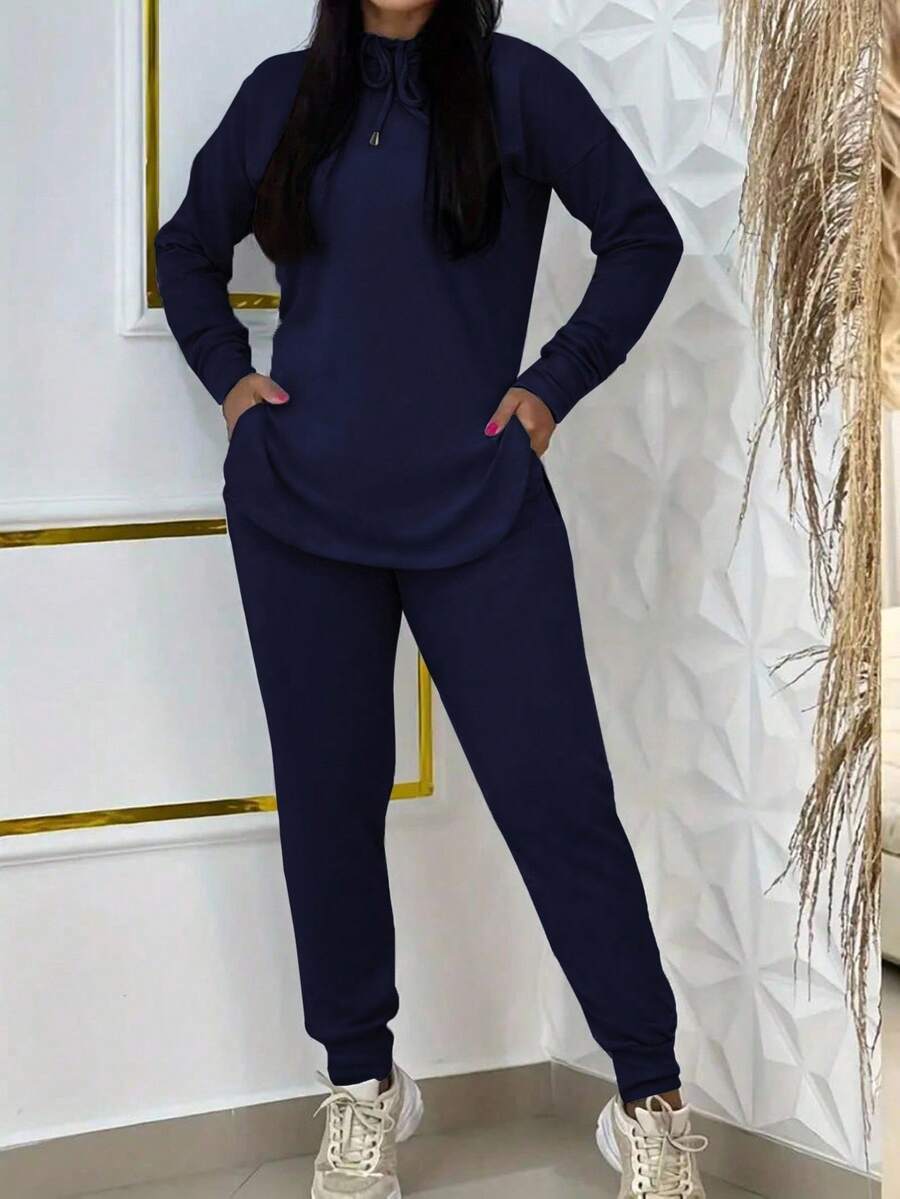 Damen Sportliches Lounge-Set mit Kapuze und praktischen Taschen Drune