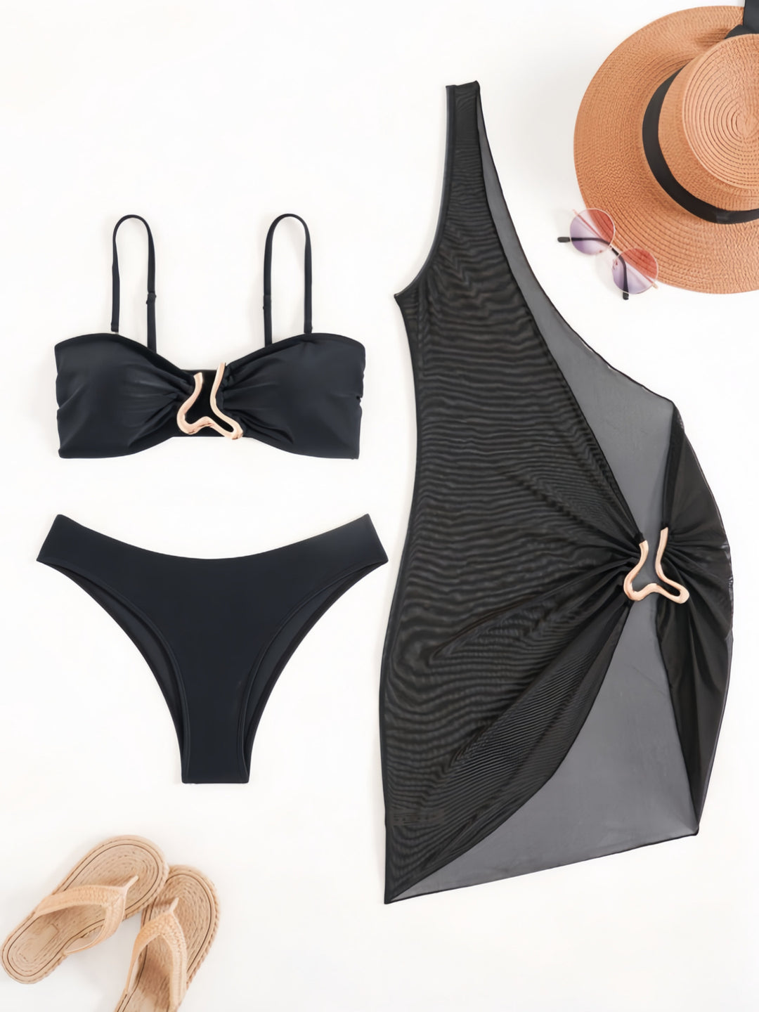 Damen Bikini-Set mit modernem Wickelrock und elastischem Oberteil Drune