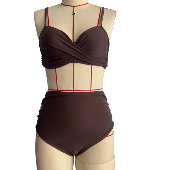 Damen High-Waist Bikini mit Leo-Muster Drune