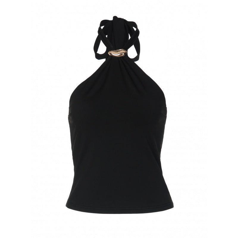 Damen Haltertop mit elegantem Ringdetail und figurbetontem Schnitt Drune