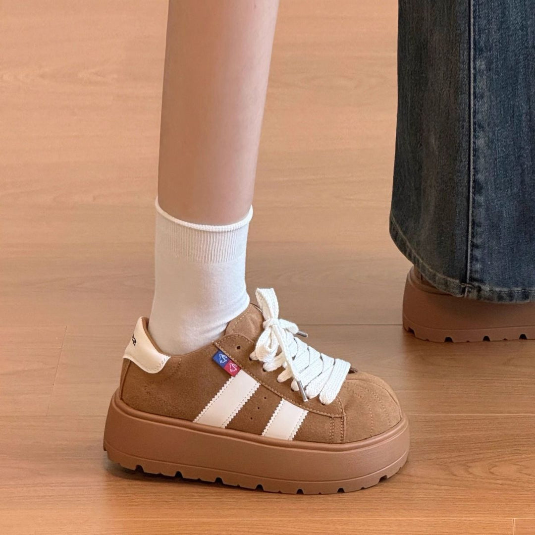 Damen Sportliche Plattform-Sneaker mit strapazierfähigem Obermaterial Drune