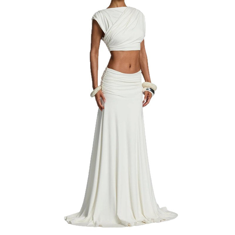 Damen elegantes Wickelkleid mit Rüschendetails Drune