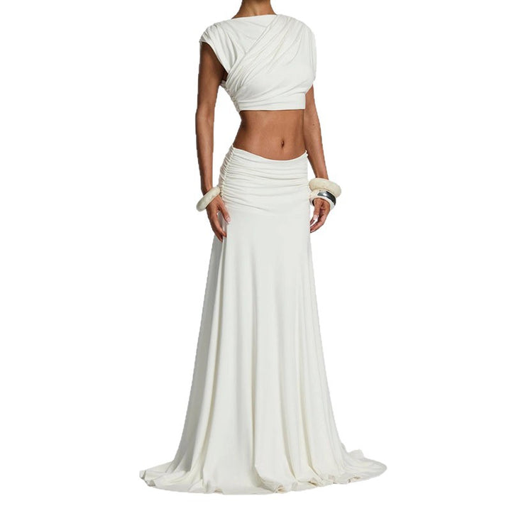 Damen elegantes Wickelkleid mit Rüschendetails Drune