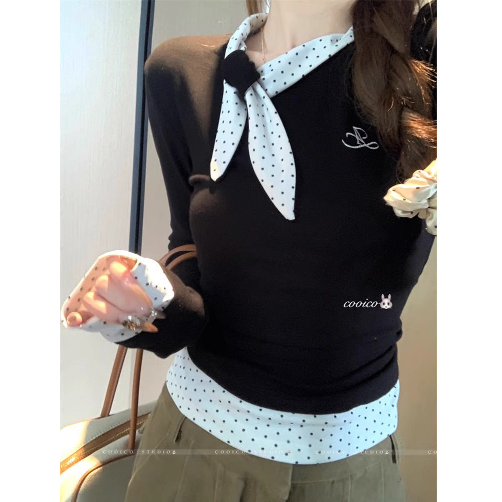 Damen Langarmshirt mit schickem Kragen und modischem Design Drune