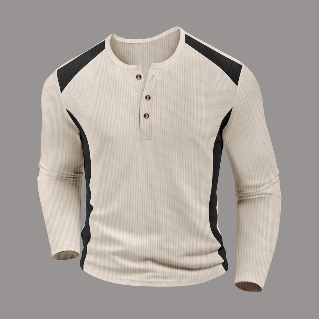 Herren Langarmhemd mit charismatischem Henley-Ausschnitt von Drune