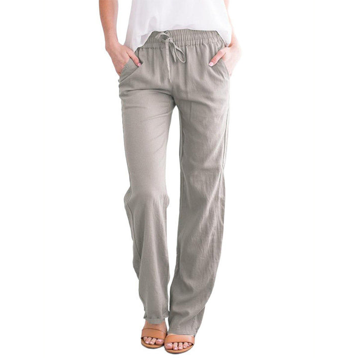 Damen nan leichte Leinenhose mit elastischem Bund Tunnelzug und weitem Bein Drune