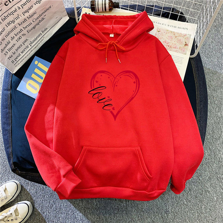 Damen Kapuzenpullover mit romantischem Herz-Design und hochwertigem Fleece Drune