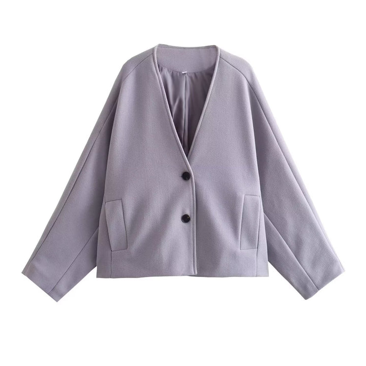 Damen modische Kurzjacke mit elegantem Schnitt und praktischen Taschen Drune