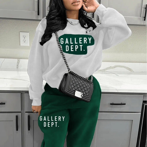 Damen Sweatshirt und Hose Set mit modernem Grafikdesign Drune