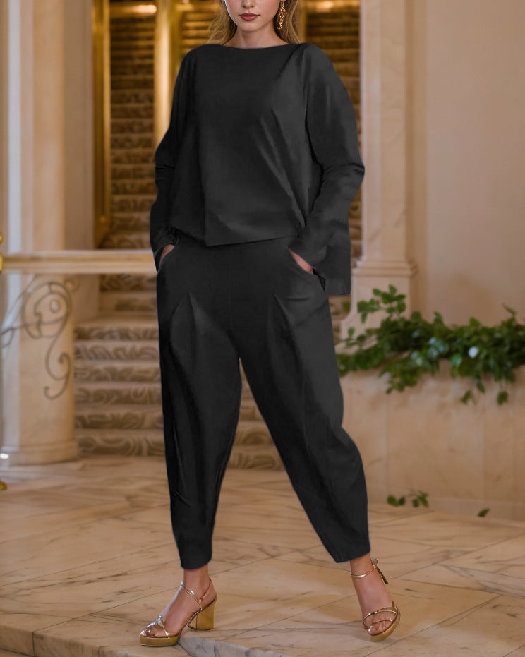 Damen Elegantes Set mit lässigem Oberteil und bequemen Hosen Drune