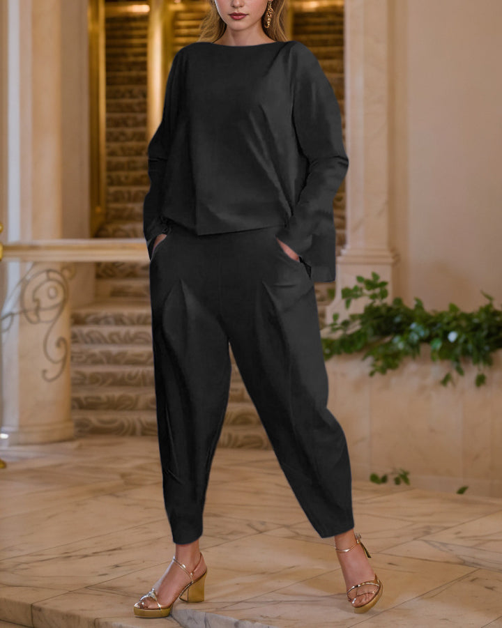 Damen Elegantes Set mit lässigem Oberteil und bequemen Hosen Drune