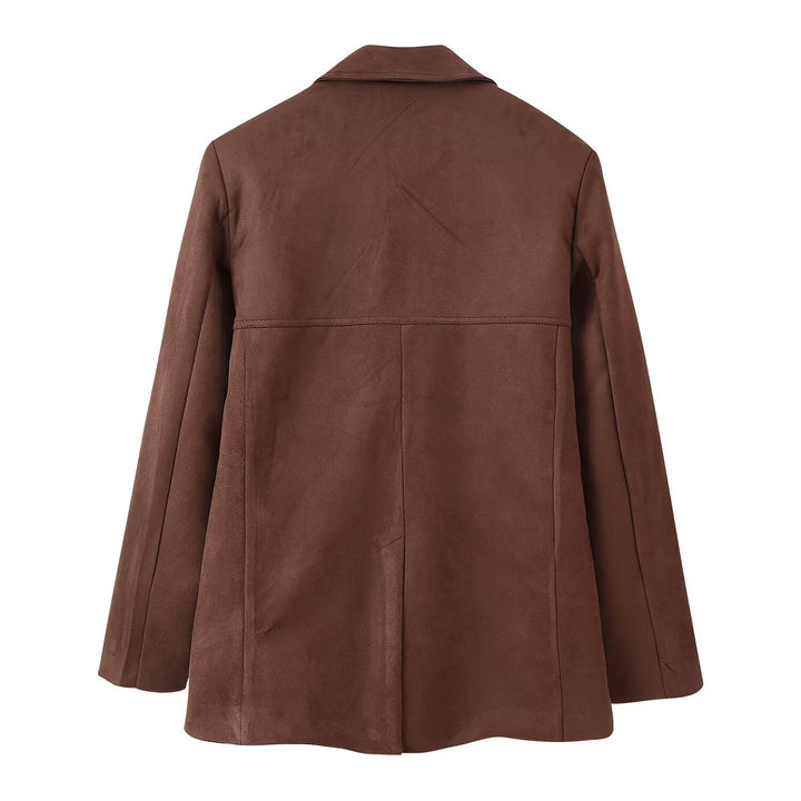 Damen modische Wildlederjacke mit elegantem Schnitt und praktischen Taschen Drune
